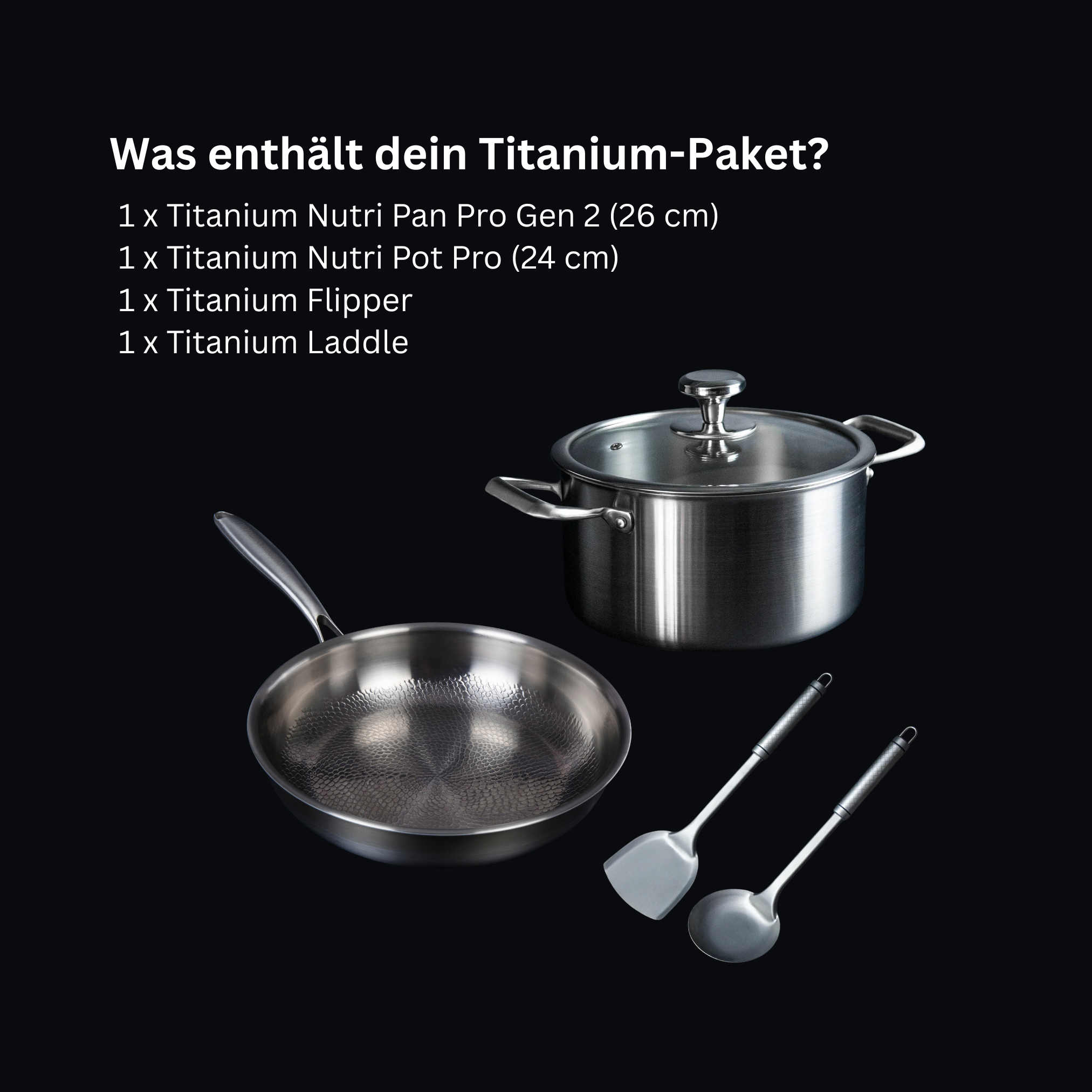 (4 Pcs Bundling) Titanium Pan & Pot Cookware Set
